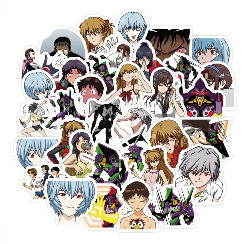 50PCS Evangelion Cartoon Tenman Manual Sticker Water Cup Notebook Stationery Decoration Toy