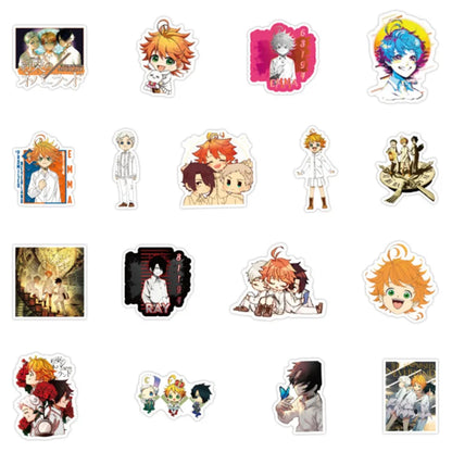 50PCS New Anime Promise Neverland Laptop Luggage Skateboard Helmet Guitar Waterproof Graffiti Decoration Toy