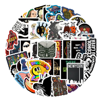 50PCS Cartoon Humor Funny Graffiti Laptop Guitar Motorcycle Luggage Skateboard Bike Waterproof Stickers