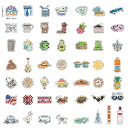 50PCS Cartoon Fruit Letter Series Skateboard Graffiti Diary Phone Case Decoration Waterproof Sticker Toy
