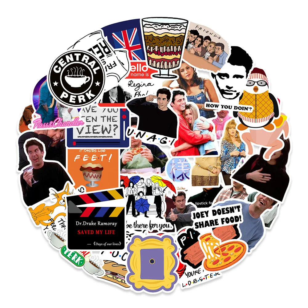 50PCS Friends Character Graffiti Waterproof Sticker Suitcase Notebook Refrigerator Skateboard StationeryBoxHelmet