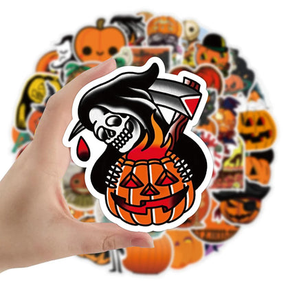 50PCS Halloween Pumpkin Graffiti Sticker Laptop Guitar Luggage Skateboard Bike Waterproof Sticker