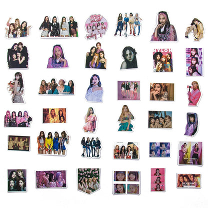 50pcs popular black pink women's group graffiti sticker trunk suitcase notebook f waterproof sticker