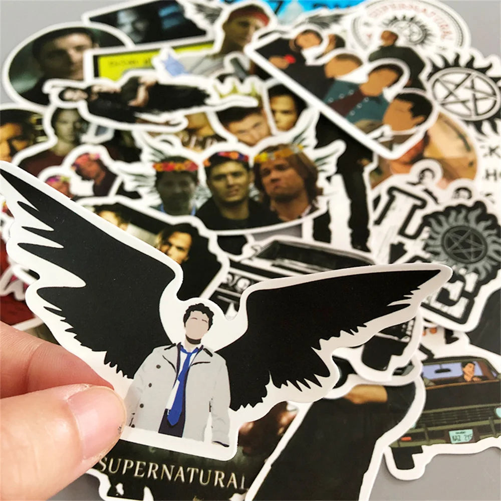 50 pieces of supernatural graffiti stickers for popular American TV series, personalized DIY luggage, laptop, guitar, bicycle and skateboard decorative stickers