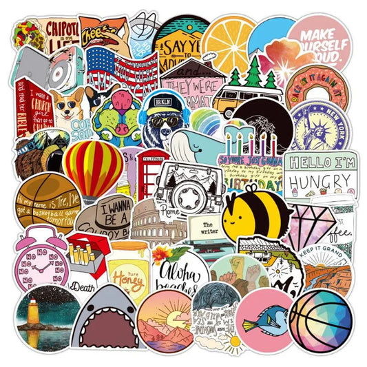 50 pieces of popular, fresh and creative cartoon graffiti stickers, personalized DIY laptop, phone case, notebook, skateboard, guitar, waterproof decorative sticker toys