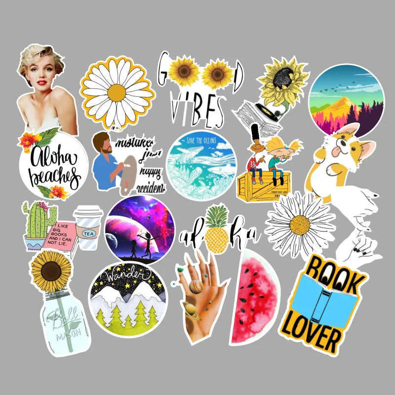 50PCS New Fresh Summer Graffiti Stickers Trolley Case Car Computer Refrigerator Waterproof Stickers