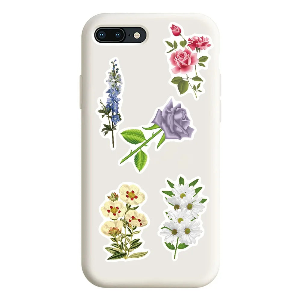 50PCS   Cartoon Beautiful Flower Stickers Stickers Refrigerator Computer Mobile Phone Water Cup Graffiti Stickers