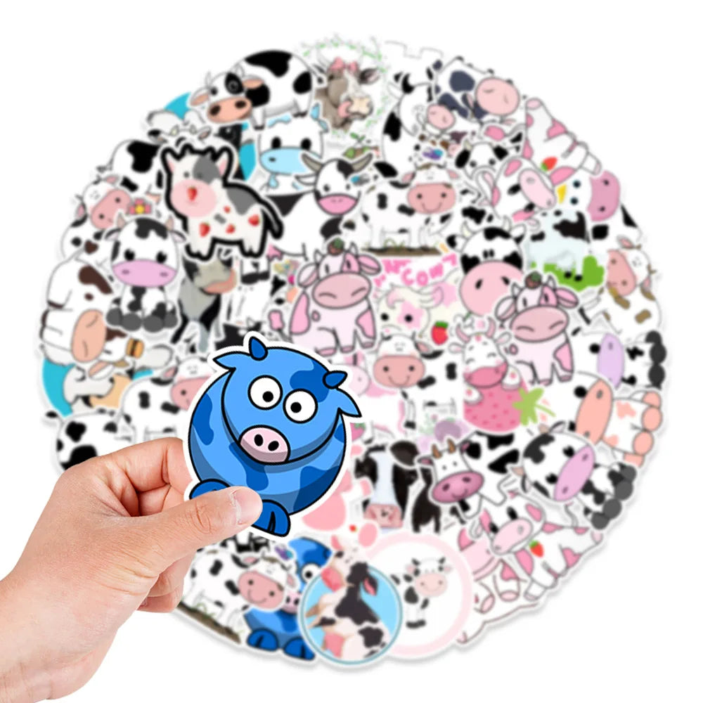 50PCS   Cartoon Cute Cute Cow Stickers Refrigerator Computer Mobile Phone Water Cup Graffiti Stickers