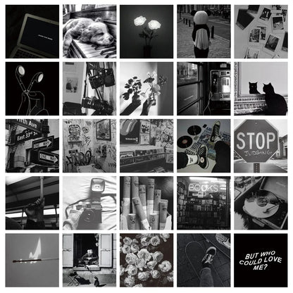 50PCS Black and White Personalized Landscape Decoration Graffiti Waterproof Sticker Notebook Refrigerator Helmet