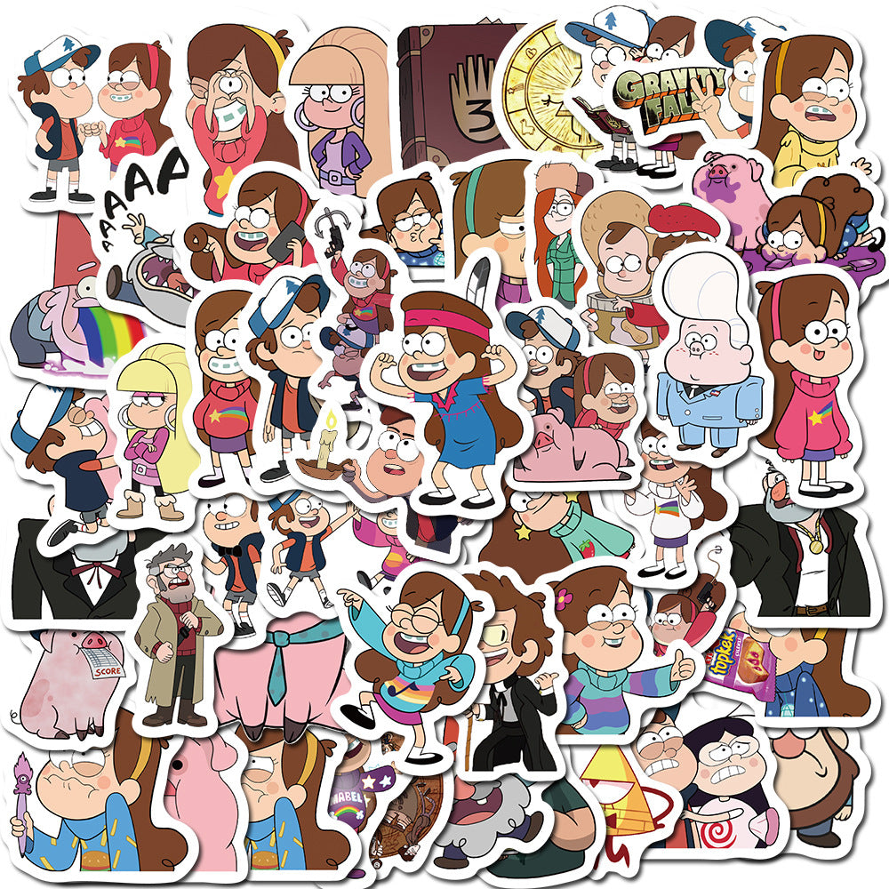 50PCS Adorable Cartoon Whimsical Town Characters Pattern Doodle Stickers Perfect for Suitcases, Laptops, Skateboards, Water Bottles, Pencil Cases Exquisite DIY Desktop Decorations & Journal Stickers
