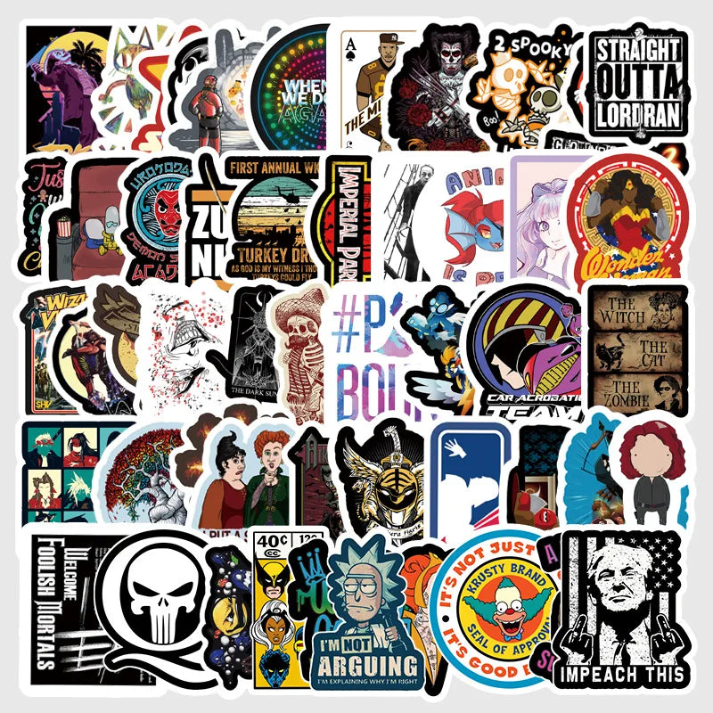 50PCS Trend Personality Graffiti Notebook Guitar Bike Skateboard Gift Toy Waterproof Cartoon Sticker