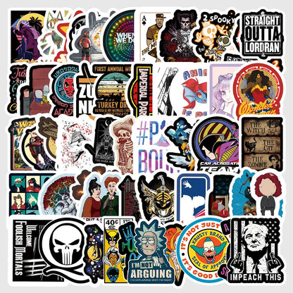 50PCS Trend Personality Graffiti Notebook Guitar Bike Skateboard Gift Toy Waterproof Cartoon Sticker