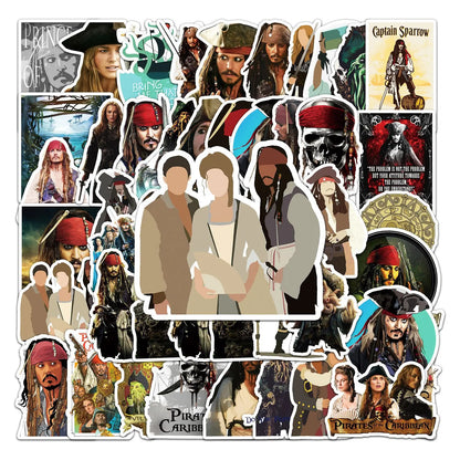 50PCS   Pirates of The Caribbean Graffiti Waterproof Sticker Suitcase Notebook Refrigerator Stationery Box WaterCup