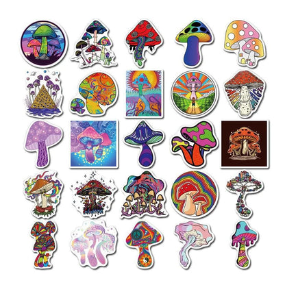 50PCS Psychedelic Aesthetics Mushroom Stickers Toy Luggage Mobile Phone Decoration Graffiti DIY Stickers