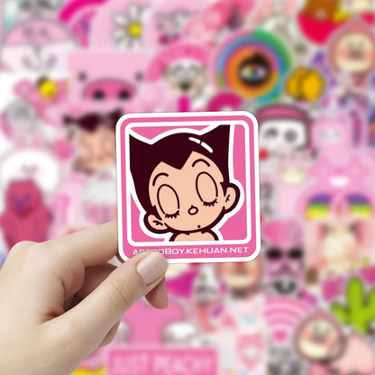 50PCS Cute Pink Cartoon Graffiti Sticker Laptop Guitar Skateboard Water Cup Mobile Phone Gift Toy Sticker