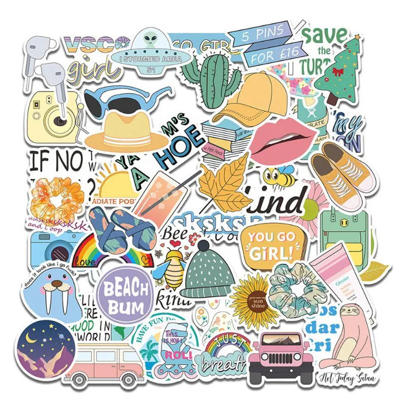 50PCS stationery cartoon cute daily necessities waterproof notebook hand account sticker graffiti decoration