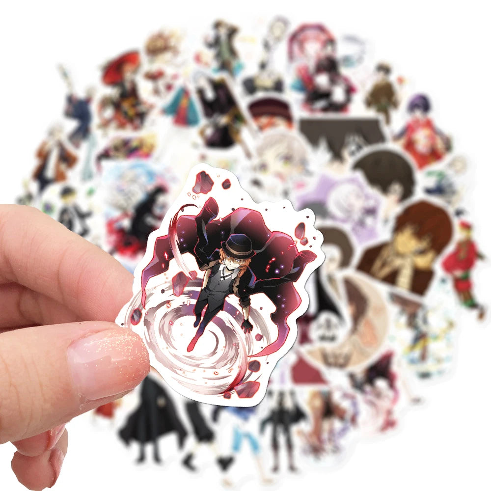 50PCS Japan Anime Bungou Stray Dog Skateboard Notebook Graffiti Luggage Waterproof Stickers Children's Toys