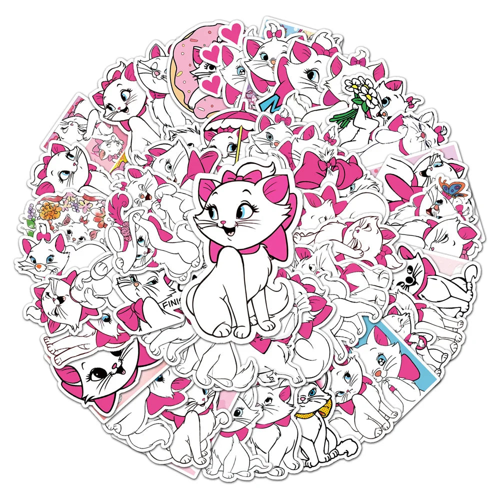 50PCS Mary Cat Cartoon Fashion Stickers Computer Mobile Phone Luggage Skateboard Stickers