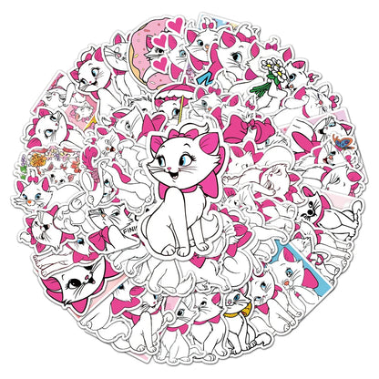 50PCS Mary Cat Cartoon Fashion Stickers Computer Mobile Phone Luggage Skateboard Stickers