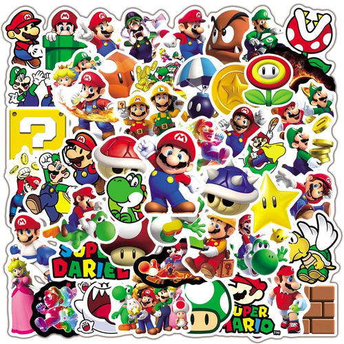 50PCS Cartoon Cute Mario Game Characters Graffiti Stickers Personalized Creative Trend Decorative Stickers Trolley Case Refrigerator Water Cup Guitar Fashion Popular Toy Decals