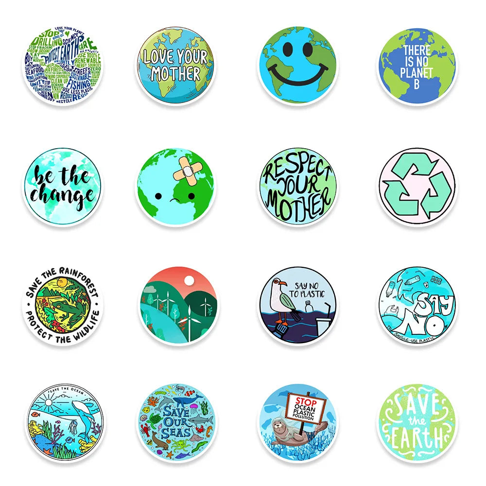 50PCS Environmental Protection Phrases Graffiti Waterproof Sticker Suitcase Notebook RefrigeratorSkateboardHelmet