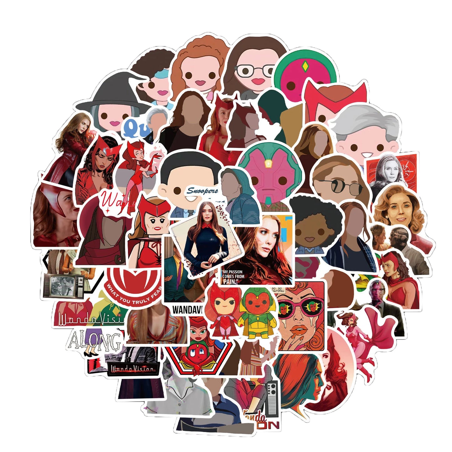 50PCS Cartoon Version Scarlet Witch Fantasy World Decoration Scrapbook Guitar Phone Case Notebook Sticker
