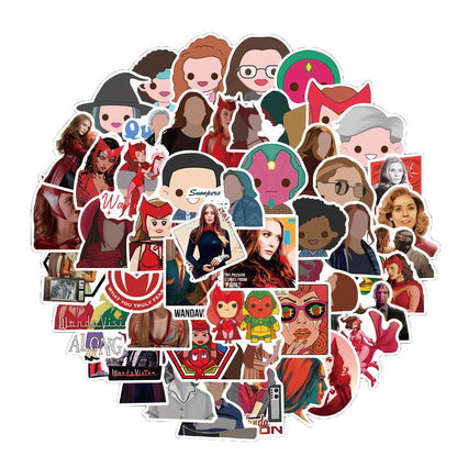 50PCS Cartoon Version Scarlet Witch Fantasy World Decoration Scrapbook Guitar Phone Case Notebook Sticker