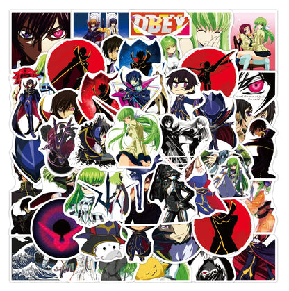 50pcs Anime CODE GEASS Lelouch’s Rebel Stickers Cartoon Graffiti Motorcycle Laboratory Furniture Luggage Toy DIY
