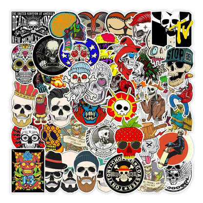 50PCS Non-repetitive Skull Graffiti Stickers Bicycle Mobile Phone Motorcycle Helmet Decorative Stickers
