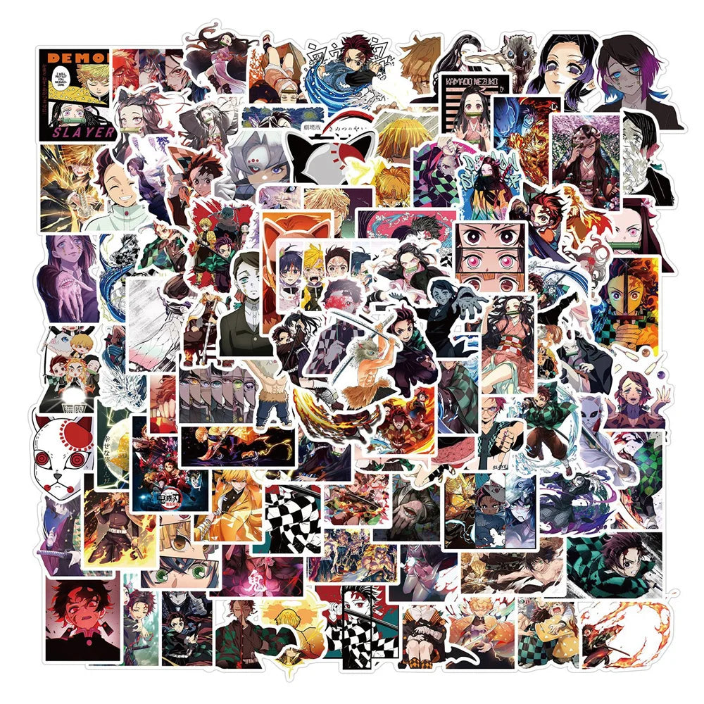 50PCS Cartoon Anime Demon Slayer Sticker Skateboard Bike Helmet Graffiti Waterproof Laptop Creative Sticker