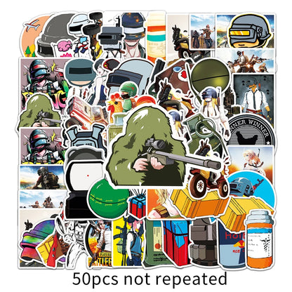 50PCS Game pubg Graffiti Sticker iPad Suitcase Skateboard Helmet Luggage Laptop Classic Toy Waterproof Sticker