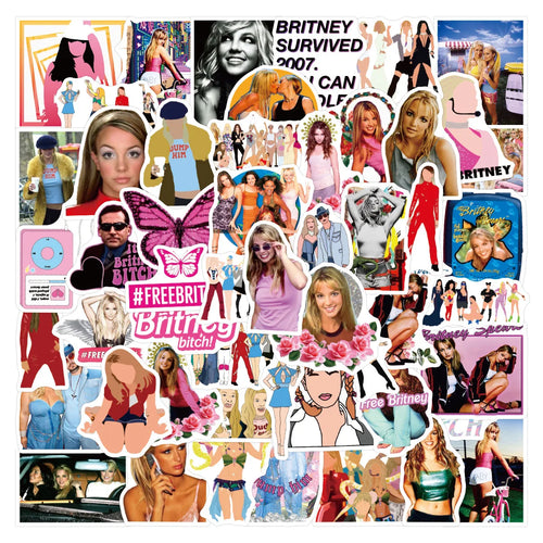 50pcs Star Britney Spears Graffiti Sticker DIY Suitcase Laptop Skateboard Car Motorcycle Star Sticker