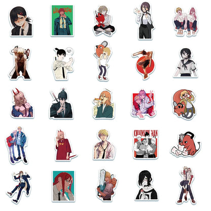 50PCS Anime Chainsaw Man Cartoon Cute Character Graffiti Sticker Suitcase Notebook Decoration Toy