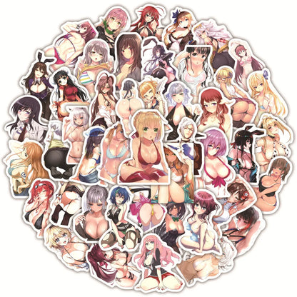 50PCS Anime Two-dimensional Sexy Girl Sticker DIY Laptop Skateboard Mobile Phone Decoration Gift Toy Sticker
