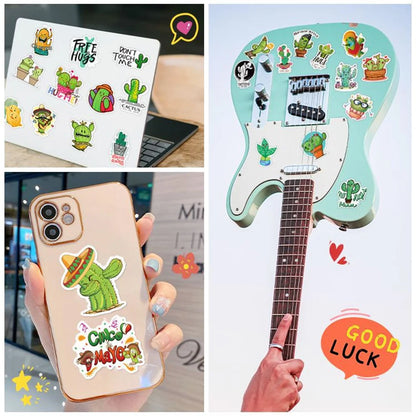 50PC Cactus Sticker Ins Wind Green Small Fresh Plant Notebook Skateboard Water Cup Small Sticker
