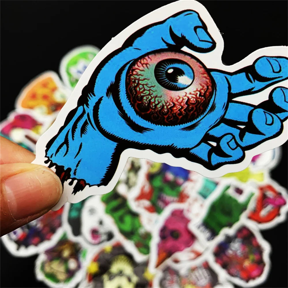 50PCS   Cartoon Horror Halloween Skull Diary Graffiti Mobile Phone Case Decoration Waterproof Sticker Toy