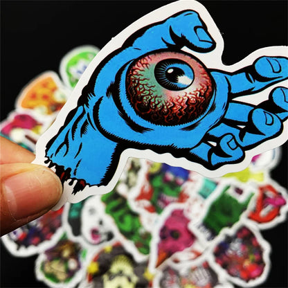 50PCS   Cartoon Horror Halloween Skull Diary Graffiti Mobile Phone Case Decoration Waterproof Sticker Toy