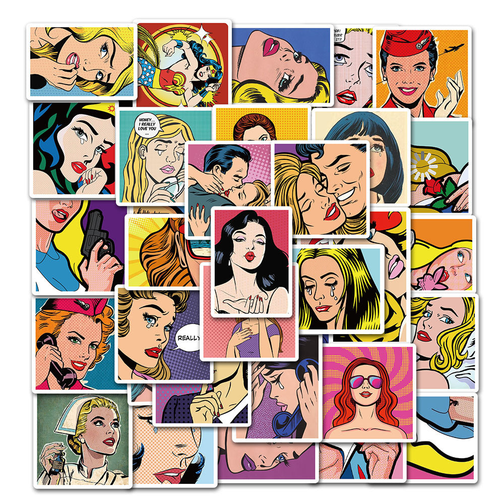 50PCS Hip-Hop Retro Sexy Girl Graffiti Stickers for Laptops, Guitars, Water Bottles, Skateboards, Stationery Boxes - Exquisite DIY Desktop Decor Decals