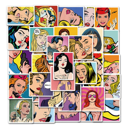 50PCS Hip-Hop Retro Sexy Girl Graffiti Stickers for Laptops, Guitars, Water Bottles, Skateboards, Stationery Boxes - Exquisite DIY Desktop Decor Decals