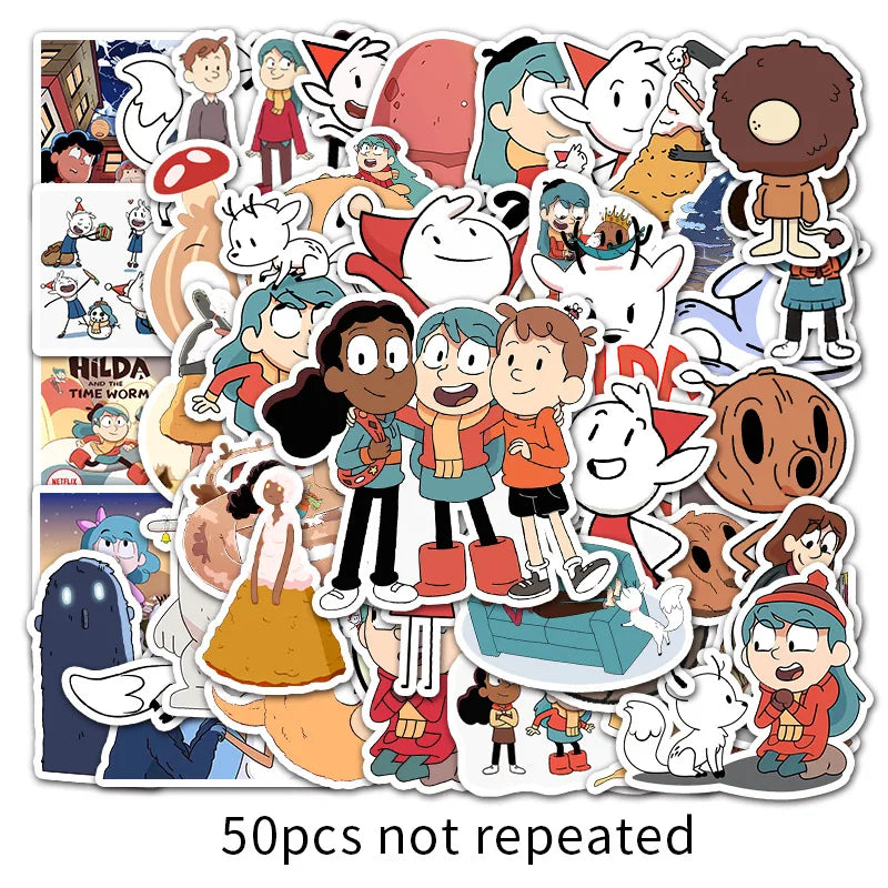 50PCS Cartoon Anime Hilda Girl Graffiti Notebook Guitar Bike Skateboard Gift Toy Waterproof Animation Sticker