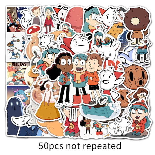 50PCS Cartoon Anime Hilda Girl Graffiti Notebook Guitar Bike Skateboard Gift Toy Waterproof Animation Sticker