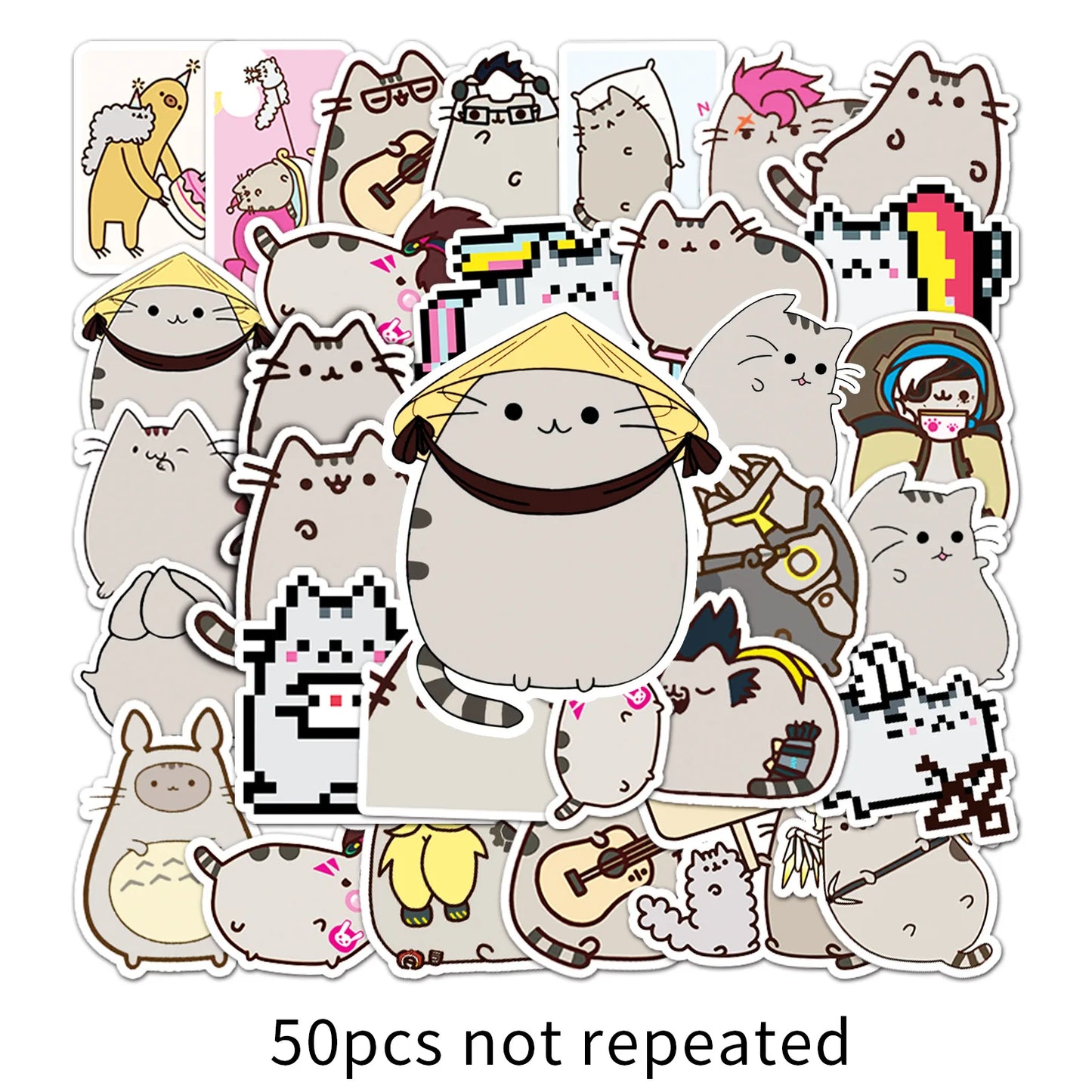 50PCS Anime Cartoon Punk Cat Cute Graffiti Luggage Laptop Motorcycle Mobile Phone Water Cup F Waterproof Sticker