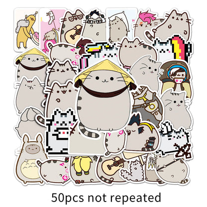 50PCS Anime Cartoon Punk Cat Cute Graffiti Luggage Laptop Motorcycle Mobile Phone Water Cup F Waterproof Sticker