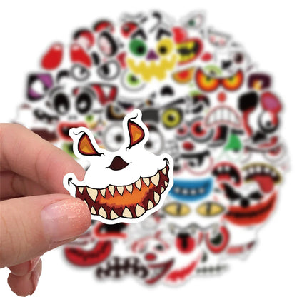 50PCS New Halloween Pumpkin Ghost Face Expression Waterproof Graffiti Sticker Suitcase Notebook Mobile Phone Helmet