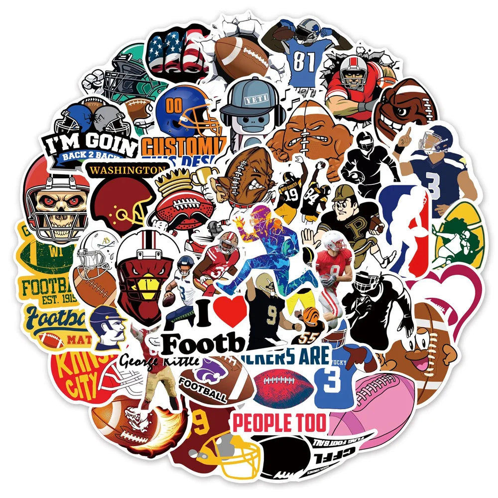 50PCS Football Cartoon Personalized Graffiti Sticker Suitcase Guitar Car Helmet Computer Refrigerator Waterproof