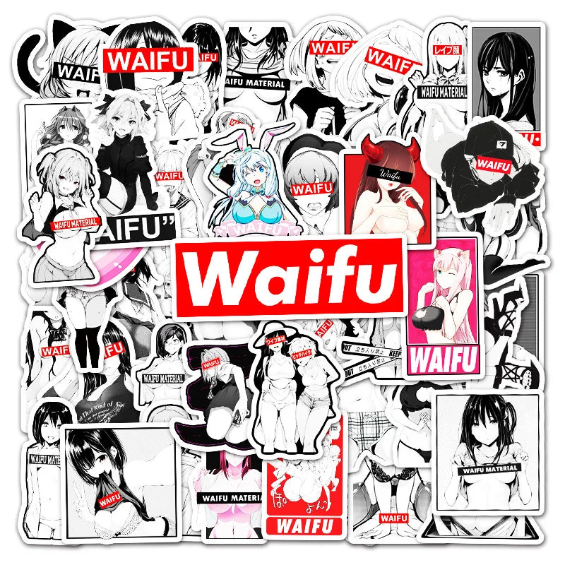 50PCS Anime Sexy Waifu Girl Graffiti Sticker Toy Suitcase Laptop Skateboard Mobile Phone Car Skateboard Sticker