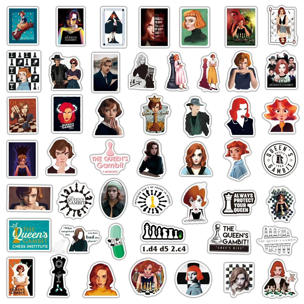 50PCS New American Drama Queen's Chess Game Graffiti Waterproof Sticker Suitcase Notebook Stationery Box WaterCup