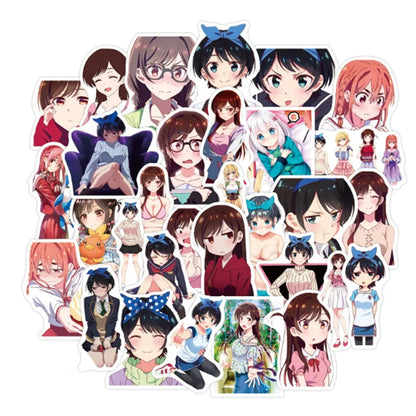 50PCS Japanese Anime Rental Girlfriend Graffiti Stickers Notebook Refrigerator Guitar Waterproof Decoration Toys