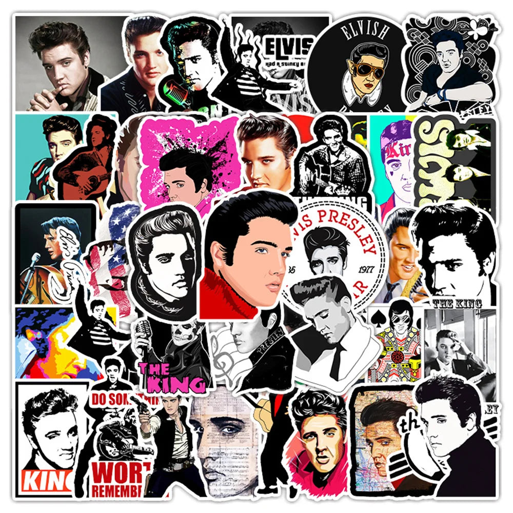 51PCS Singer Elvis Presley Graffiti Waterproof Sticker Suitcase Notebook Skateboard Refrigerator Helmet Water Cup