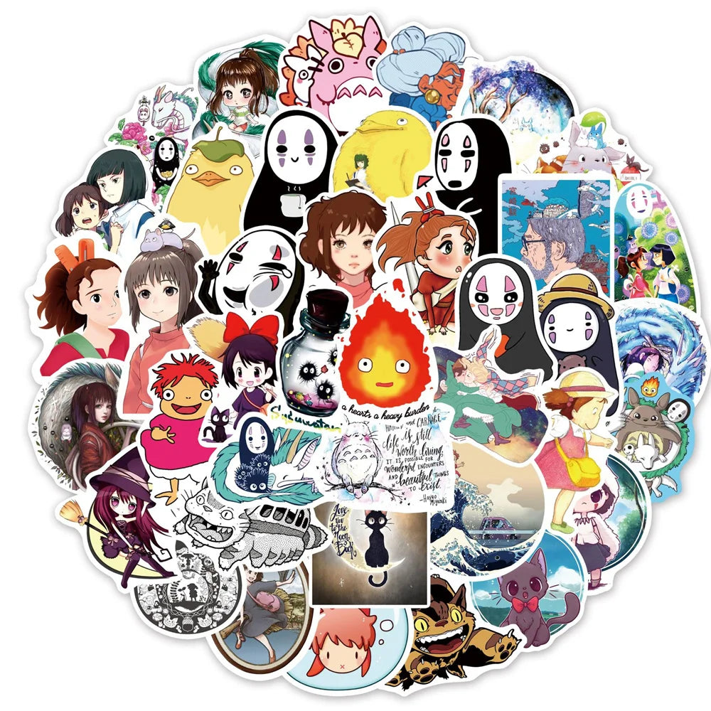 100PCS Hayao Miyazaki Animation Chihiro Graffiti Sticker Suitcase Guitar Car Computer Waterproof Skateboard Guitar